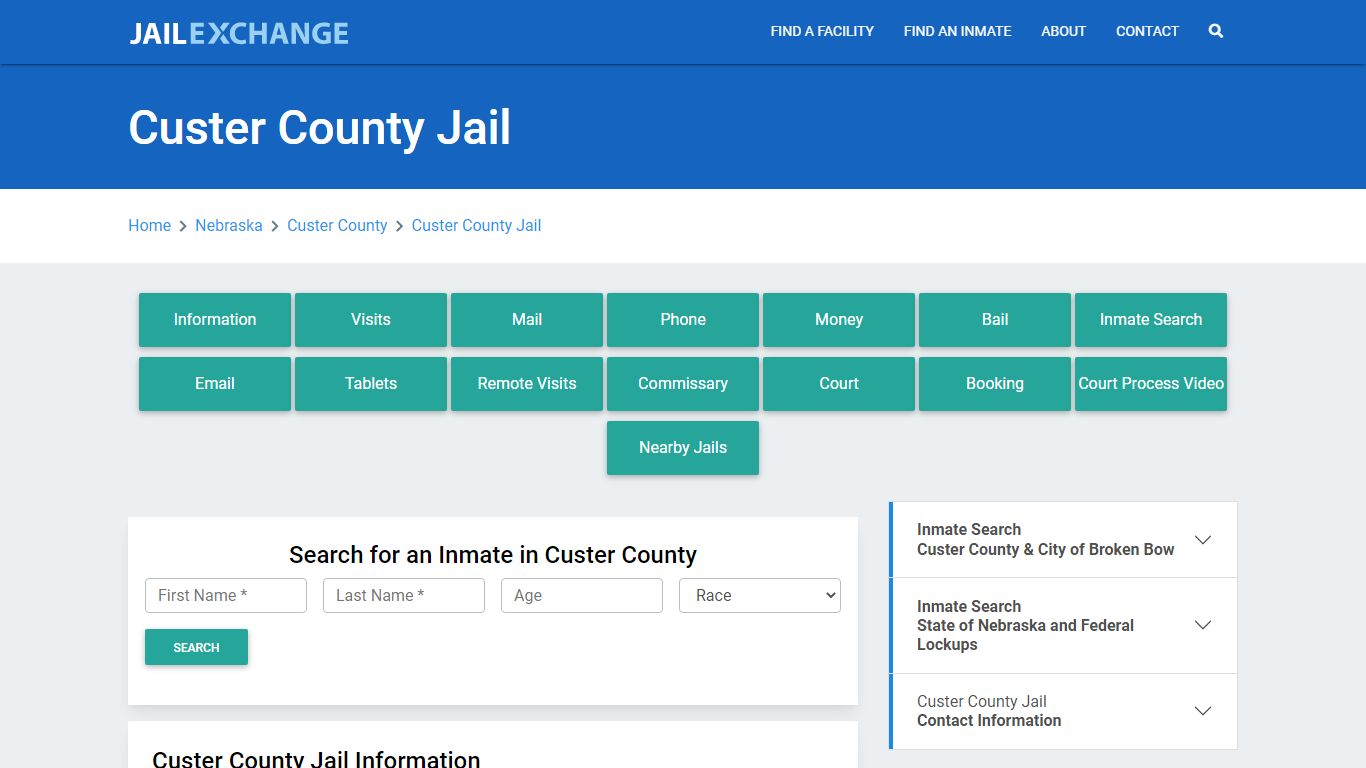 Custer County Jail Roster Lookup, NE, Inmate Search