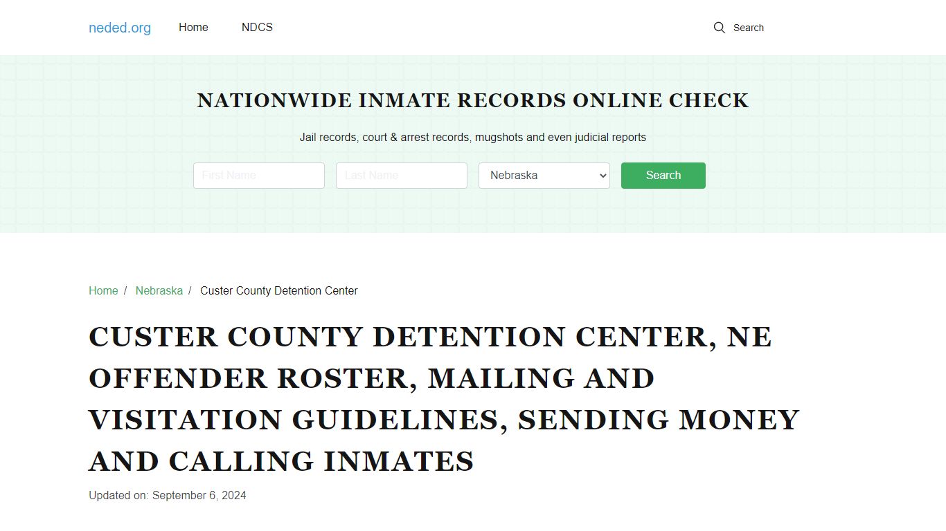 Custer County Detention Center, NE: Inmate Search, Visitation & Contact ...